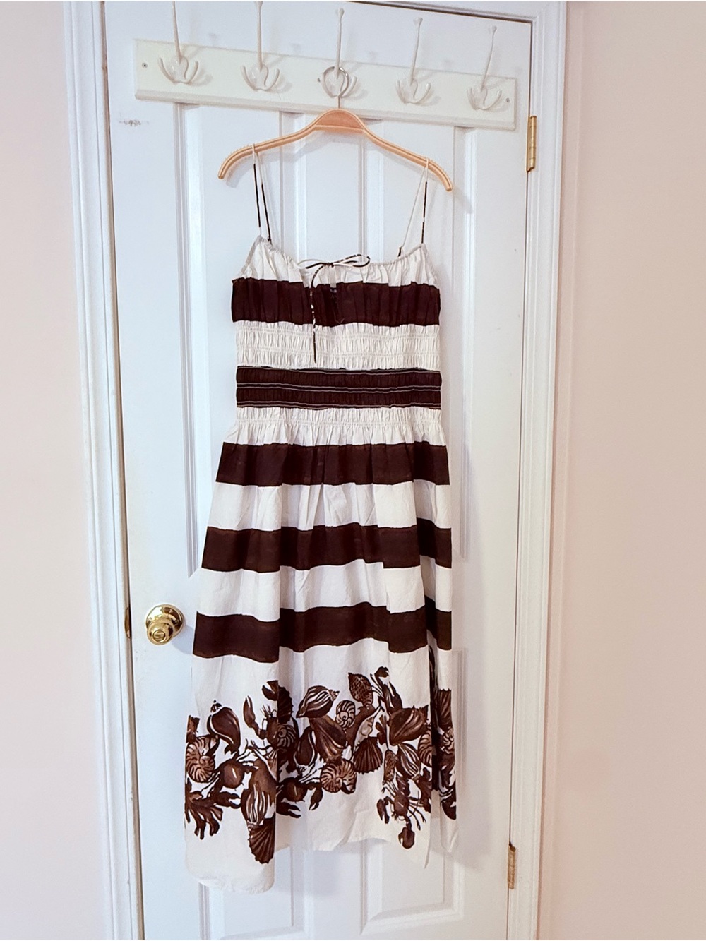 Jcrew Striped Brown and Cream Floral Midi Dress